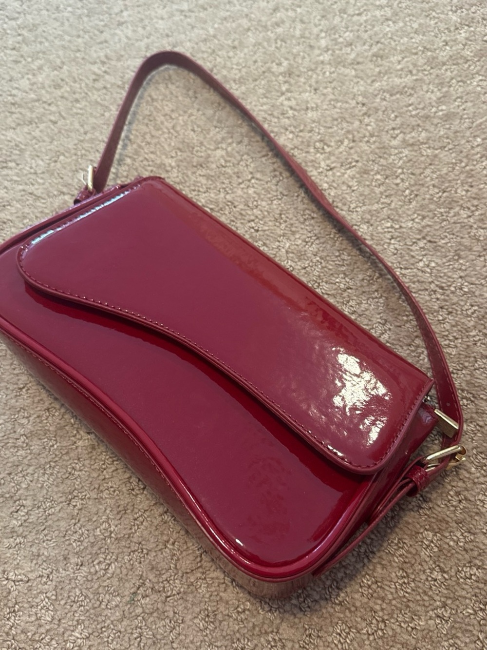 Sleek Red Patent Shoulder Bag